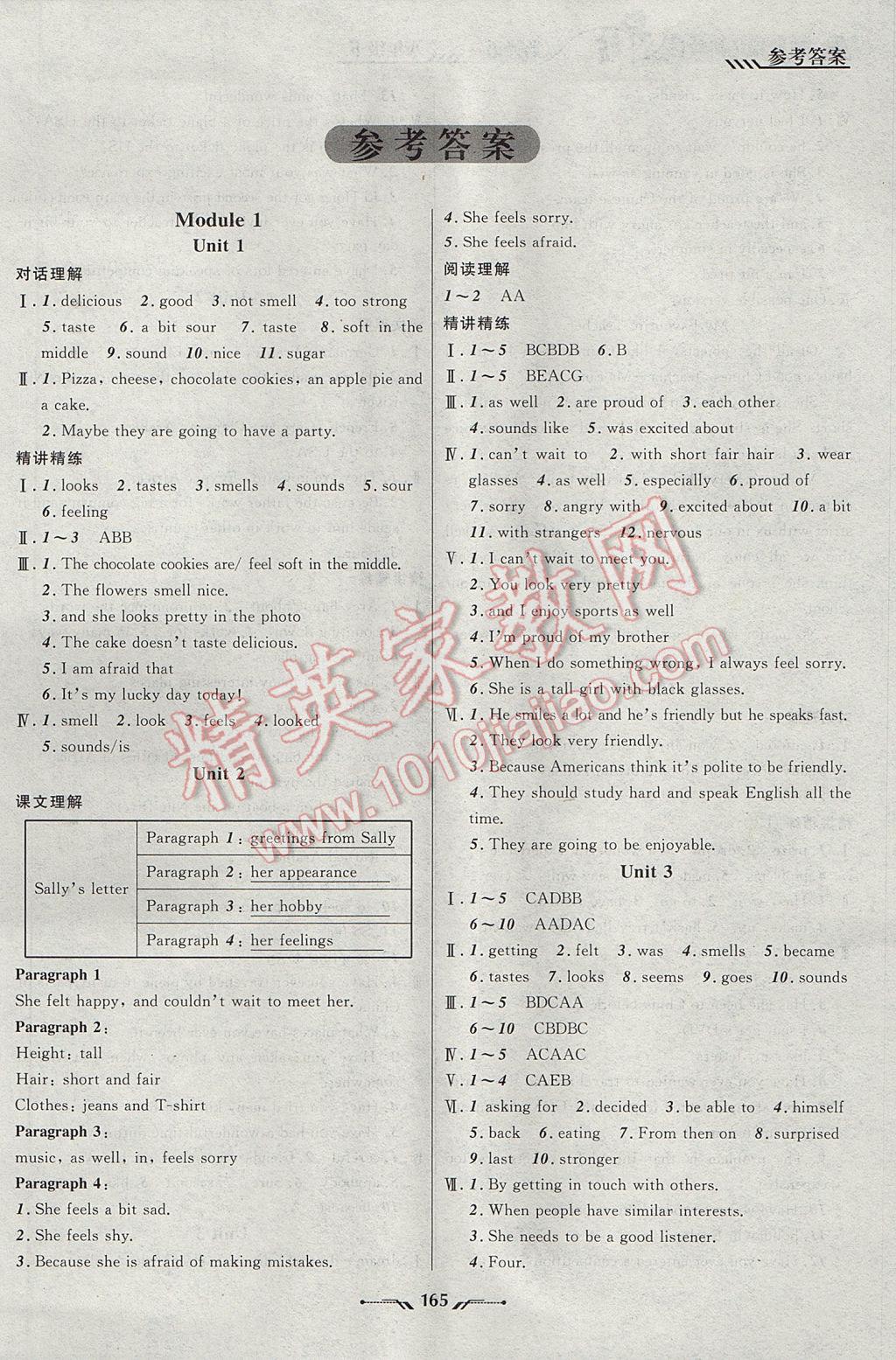 2016年新课程新教材导航学英语八年级下册外研版 参考答案第1页