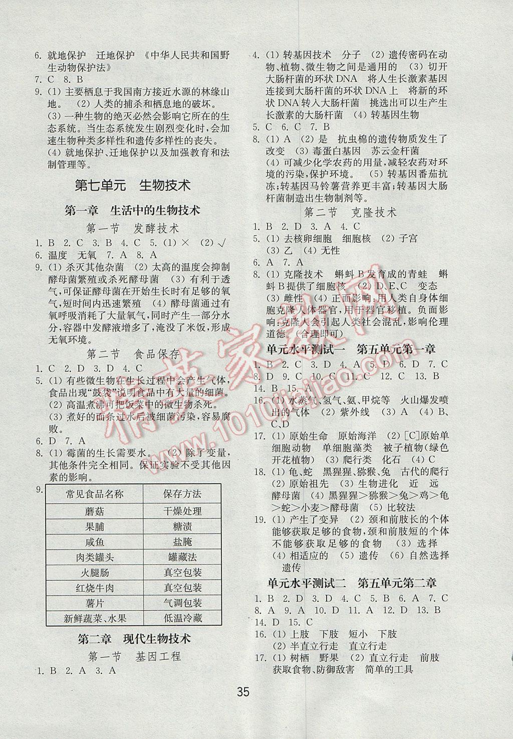 2017年初中基础训练八年级生物学下册济南版山东教育出版社答案