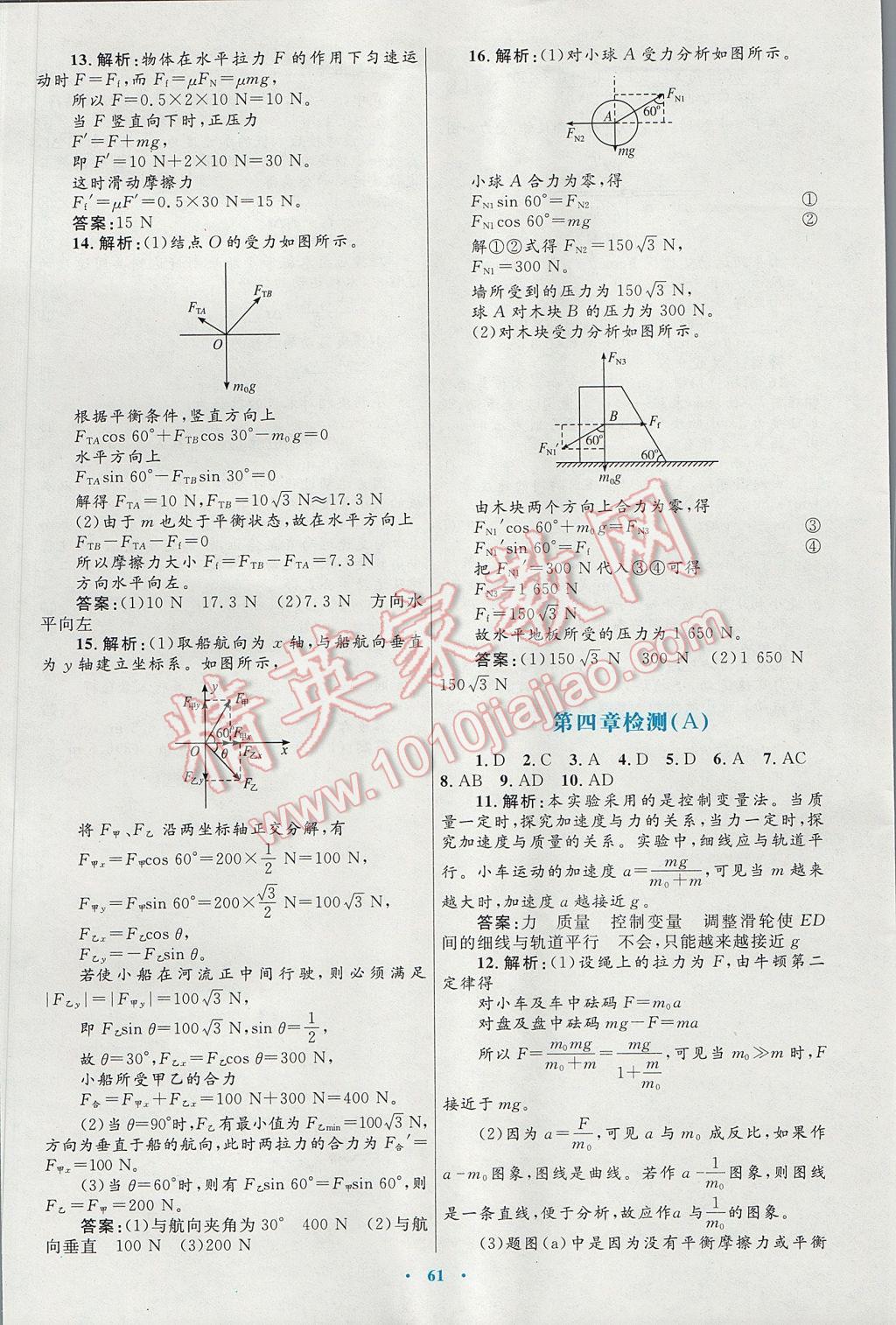 高中同步测控优化设计物理必修1人教版供内蒙古使用 参考答案第29页