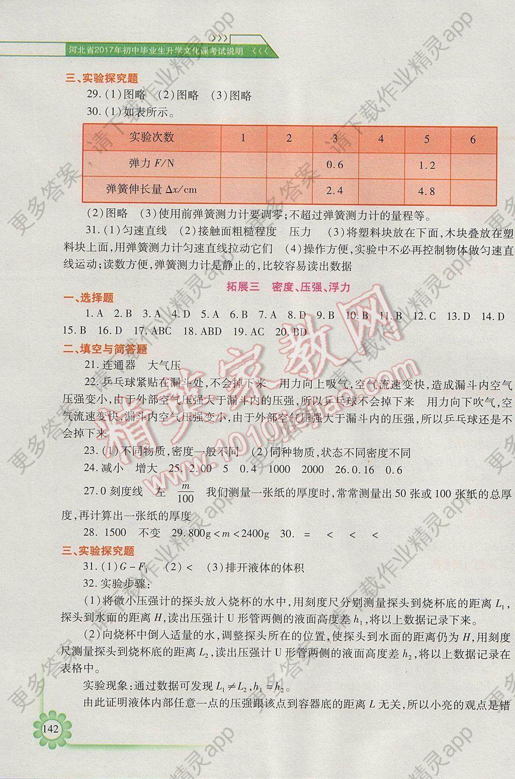 2017年河北省初中毕业生升学文化课考试说明