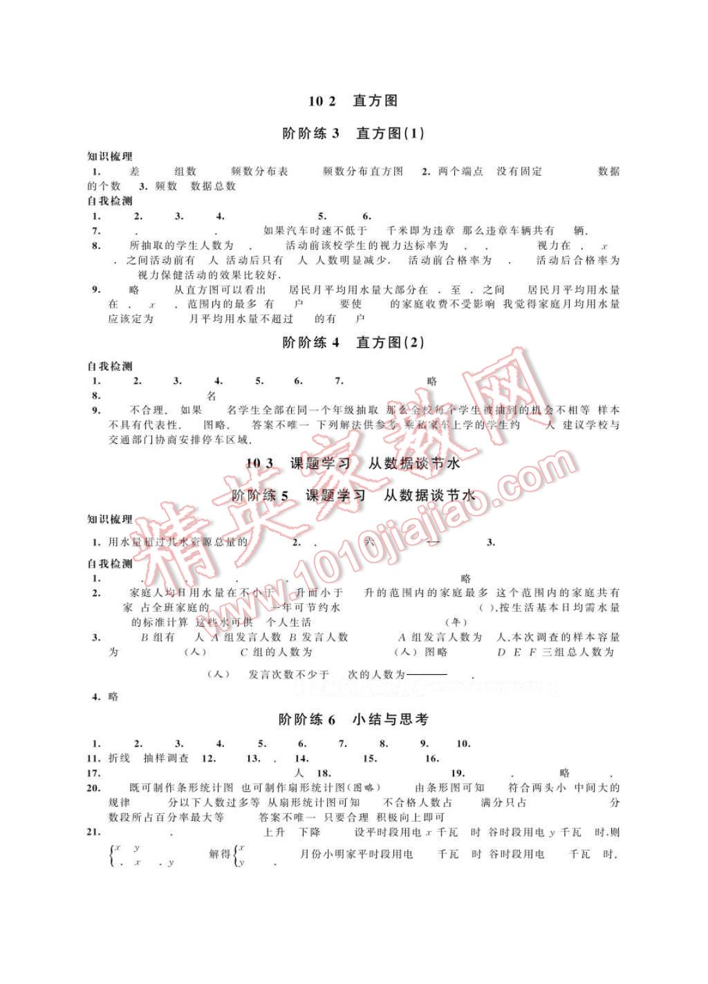 2017年绿色指标自我提升七年级数学下册 参考答案第14页