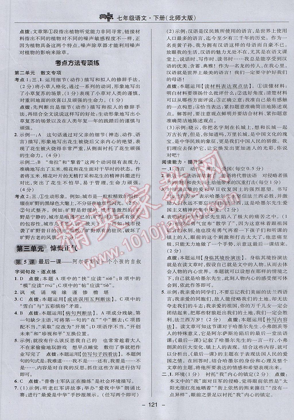 2017年綜合應用創(chuàng)新題典中點七年級語文下冊北師大版 參考答案第17頁