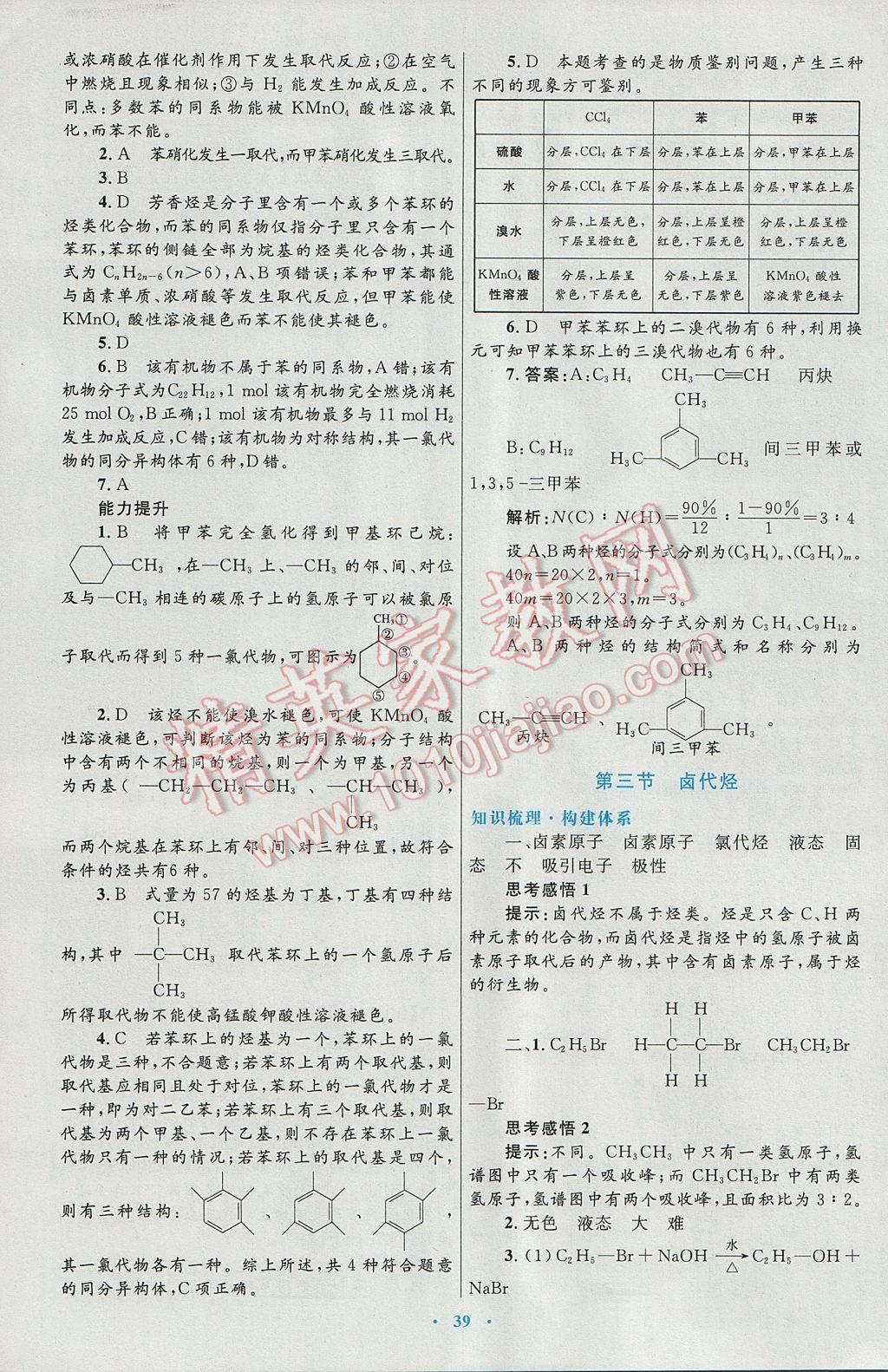 2016高中同步测控优化设计化学选修5人教版 参考答案第19页