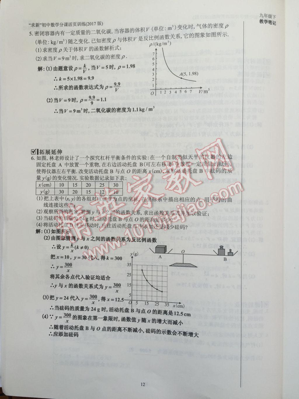 2017年初中數(shù)學(xué)活頁練習(xí)九年級下冊 參考答案第12頁