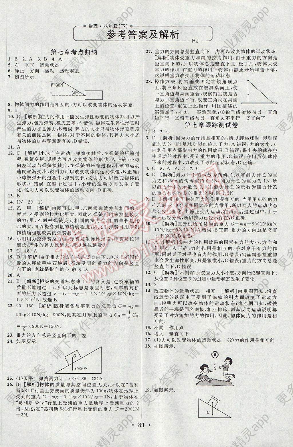 2017年期末考向标海淀新编跟踪突破测试卷八年级物理下册人教版答案