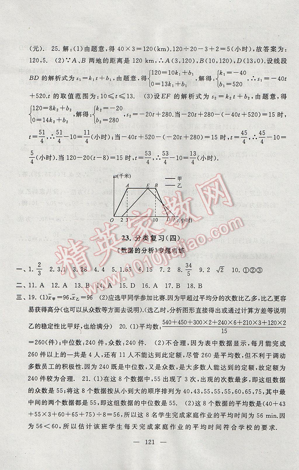 2017年啟東黃岡大試卷八年級數(shù)學下冊人教版 參考答案第21頁