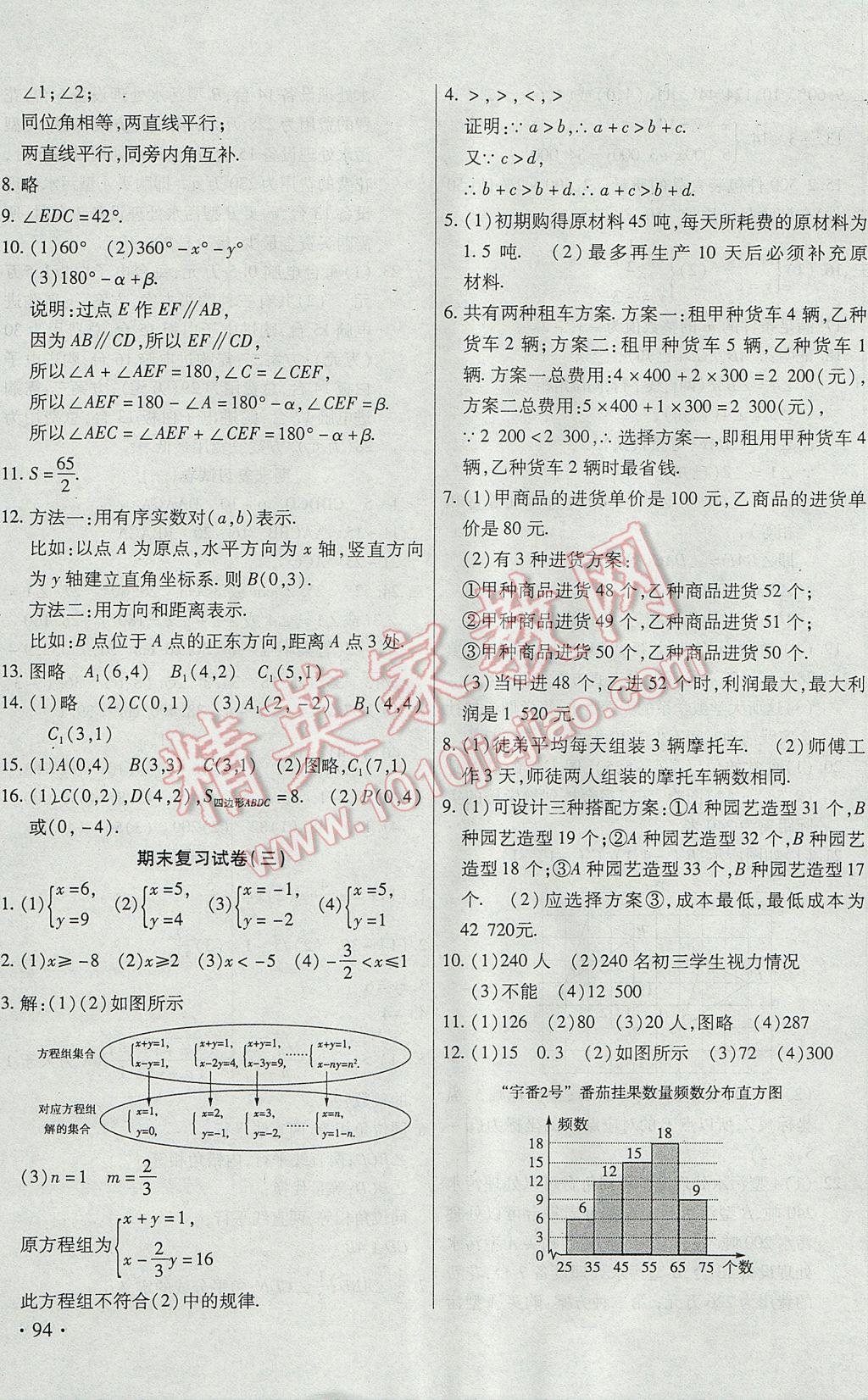 2017年ABC考王全程测评试卷七年级数学下册人教版 参考答案第7页