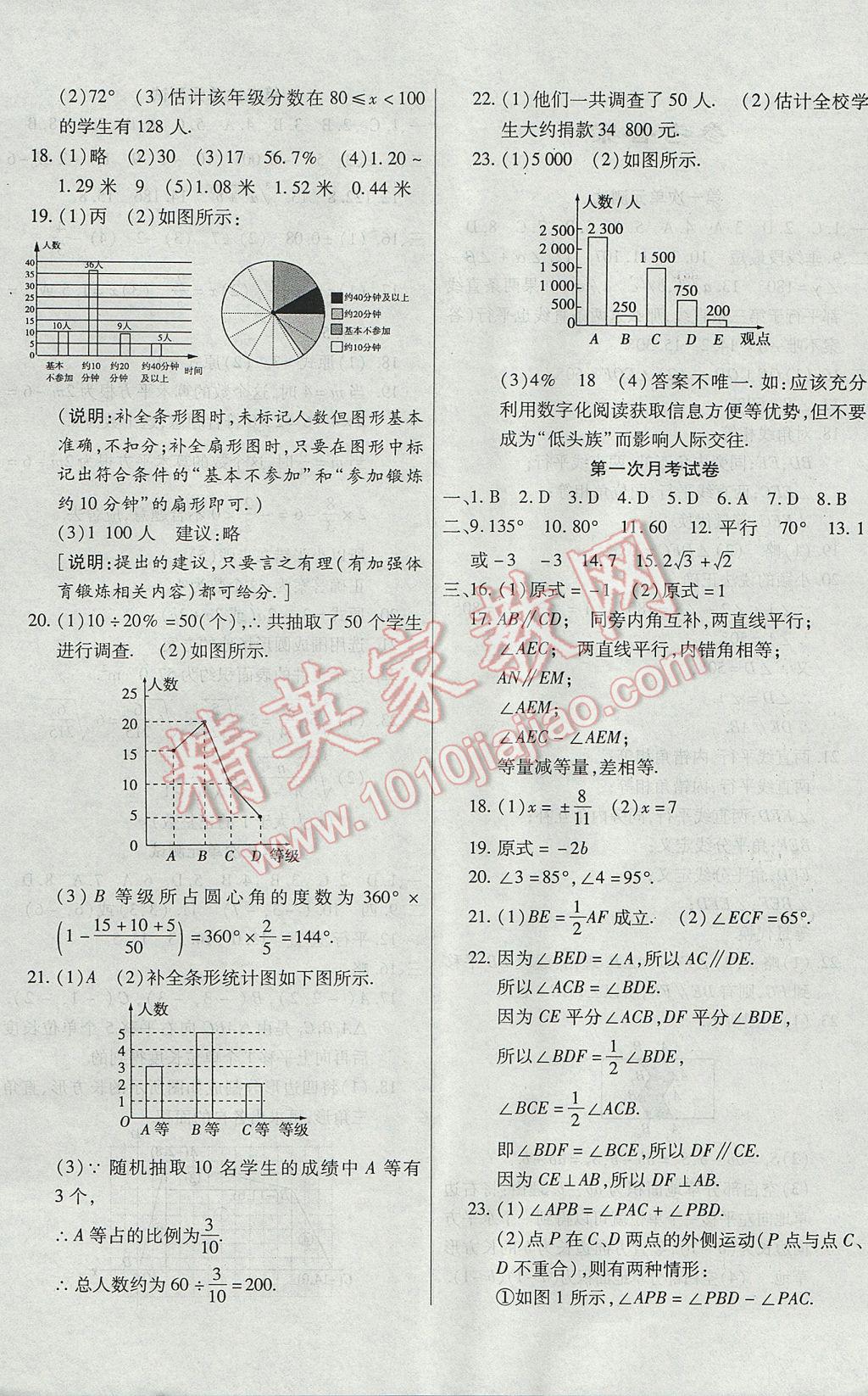 2017年ABC考王全程测评试卷七年级数学下册人教版 参考答案第4页