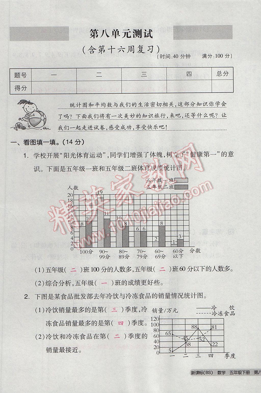 2017年全品小復(fù)習(xí)五年級(jí)數(shù)學(xué)下冊(cè)北師大版 參考答案第85頁(yè)