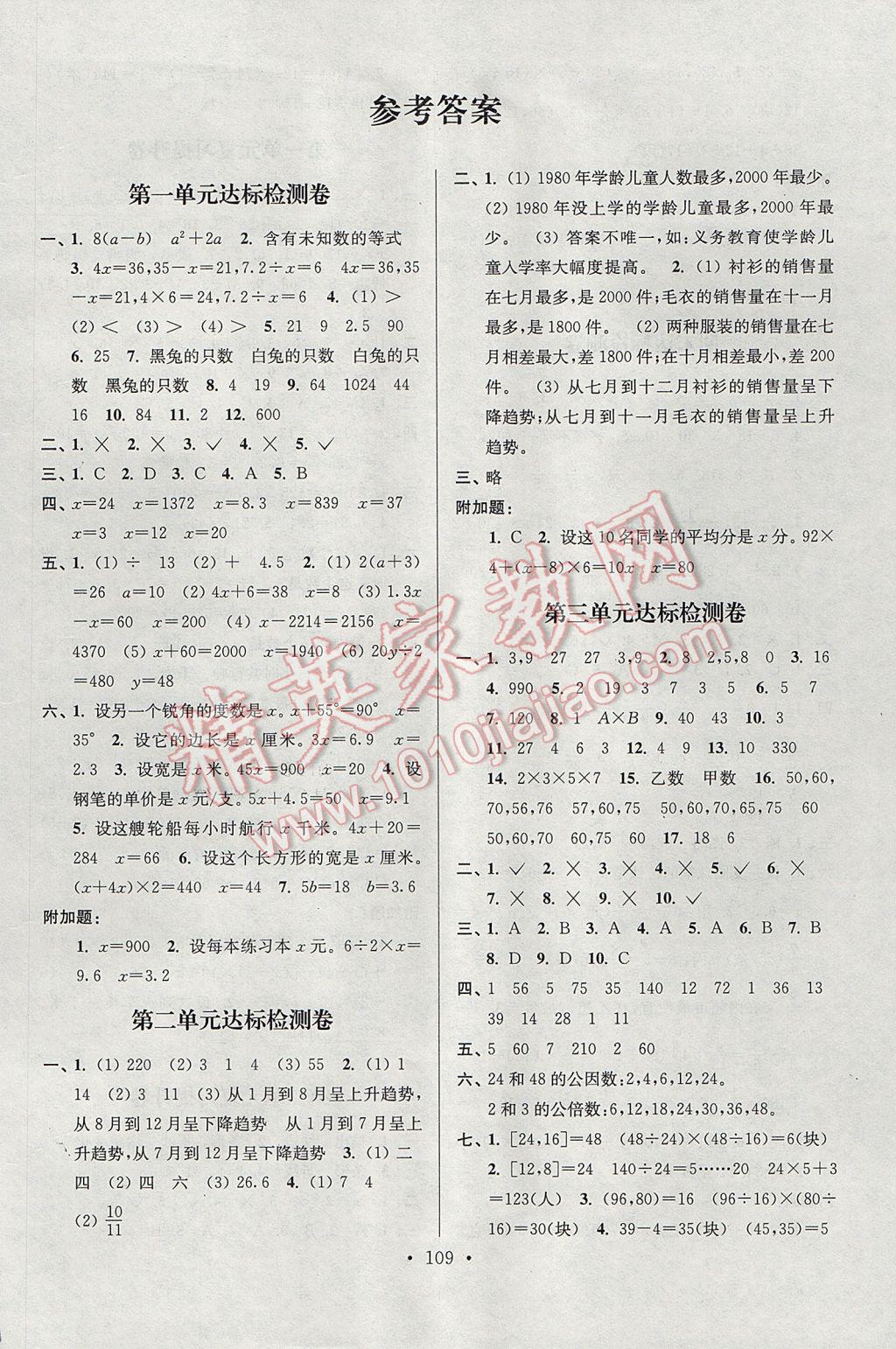 2017年江蘇好卷五年級數(shù)學(xué)下冊江蘇版 參考答案第1頁