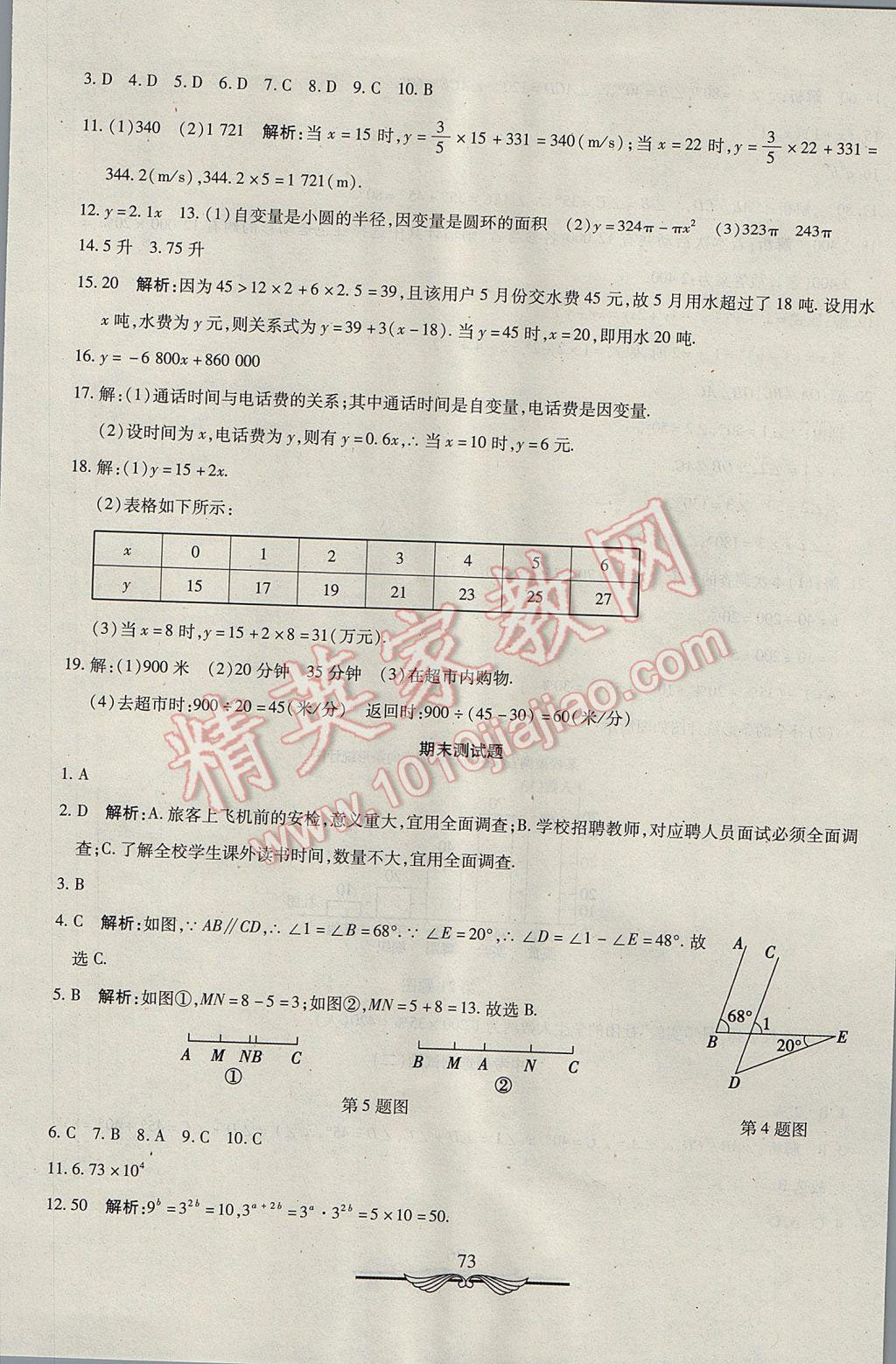 2017年初中奪冠單元檢測卷六年級數(shù)學下冊魯教版五四制 參考答案第13頁