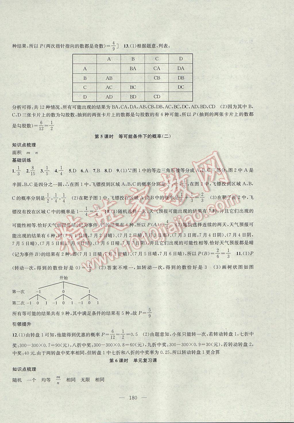 2017年金鑰匙1加1課時作業(yè)加目標檢測九年級數(shù)學上冊江蘇版 參考答案第24頁