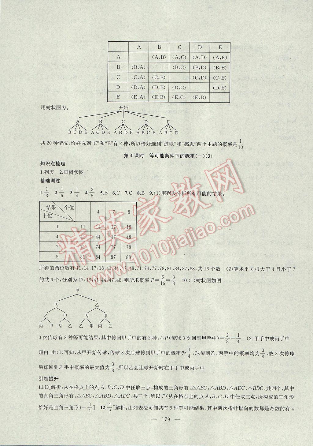 2017年金鑰匙1加1課時作業(yè)加目標(biāo)檢測九年級數(shù)學(xué)上冊江蘇版 參考答案第23頁