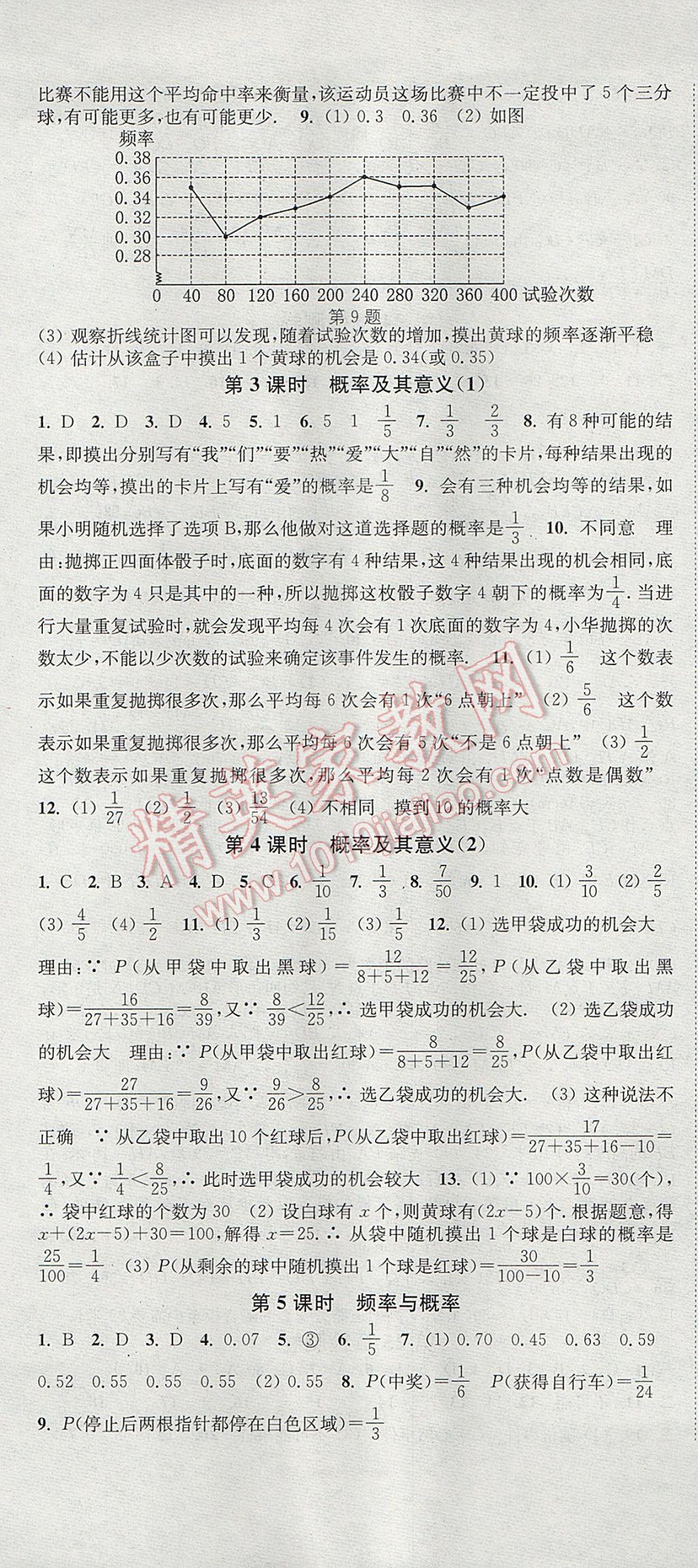 2017年通城學(xué)典活頁檢測九年級數(shù)學(xué)上冊華師大版 參考答案第13頁