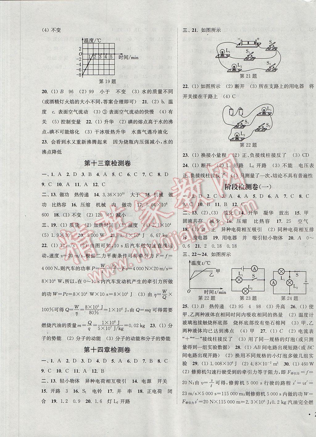 2017年通城學(xué)典活頁檢測九年級物理全一冊滬科版 參考答案第9頁