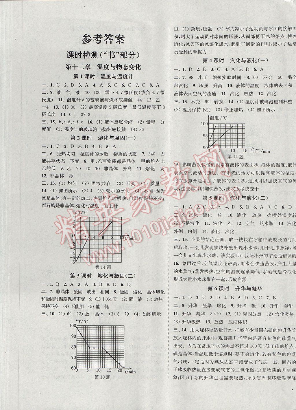 2017年通城學(xué)典活頁檢測九年級物理全一冊滬科版 參考答案第1頁