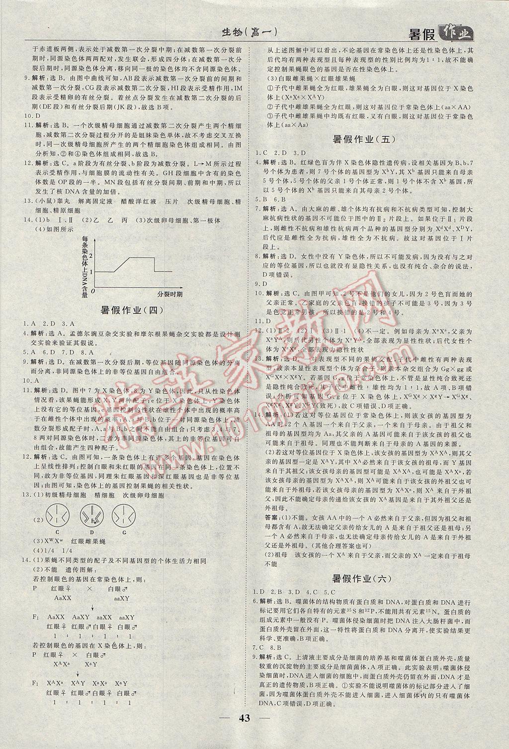 2017年優(yōu)化方案暑假作業(yè)歡樂共享快樂假期高一生物 參考答案第2頁