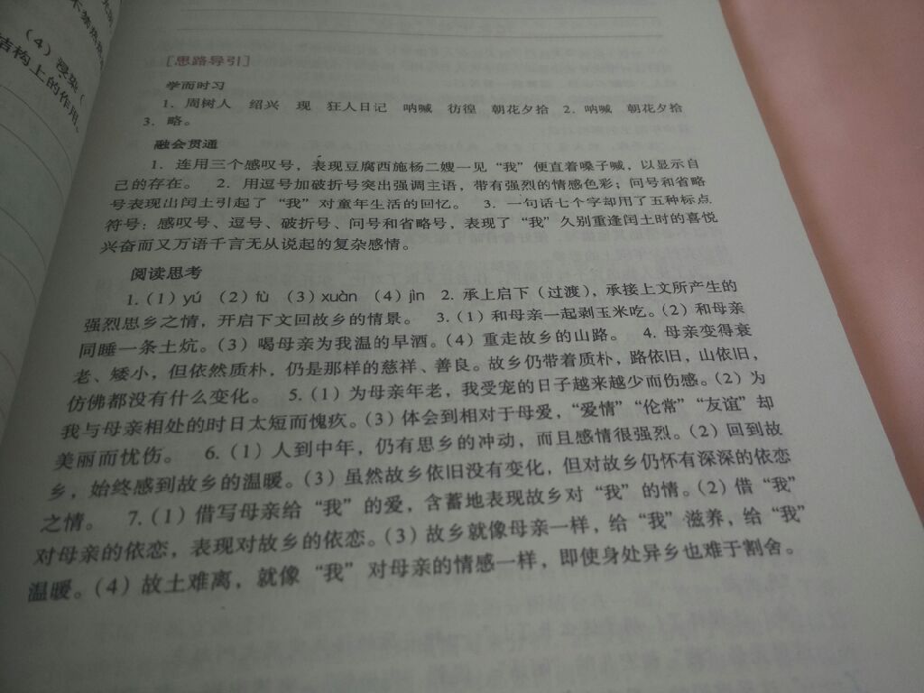 2017年暑假作业七年级语文长春版长春出版社 参考答案第14页