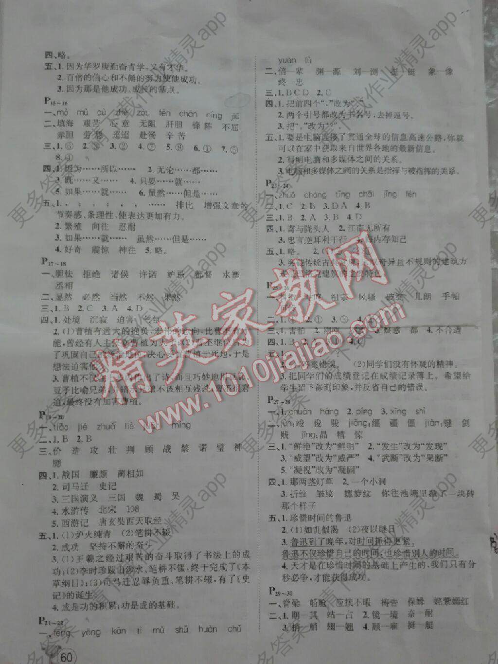 2017年桂壮红皮书暑假天地五年级语文人教版