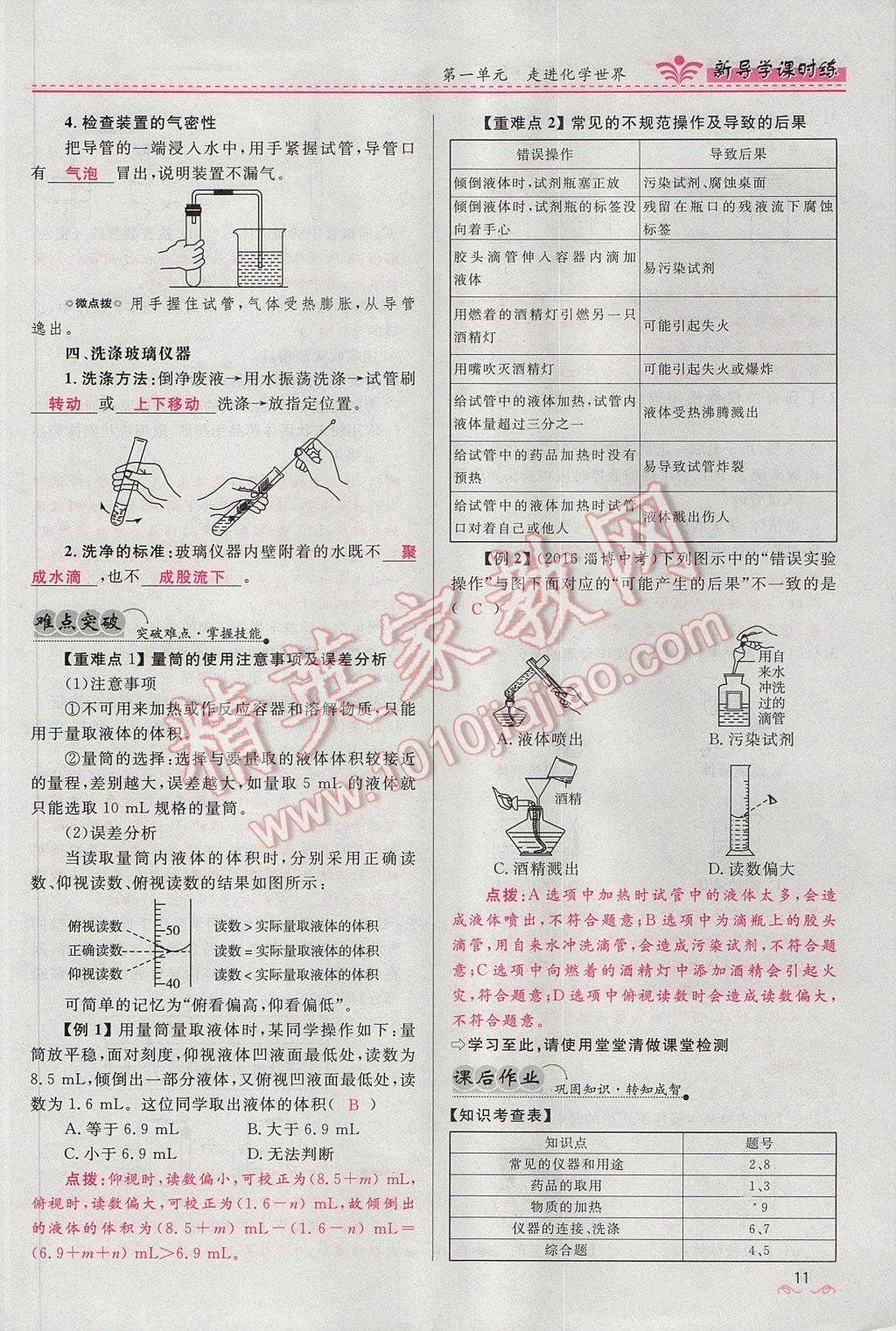 2017年夺冠百分百新导学课时练九年级化学上册人教版 第一单元 走进化学世界第46页