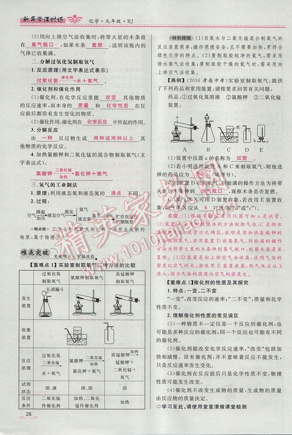 2017年夺冠百分百新导学课时练九年级化学上册人教版 第二单元 我们周围的空气第97页