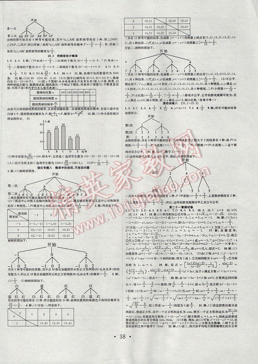 2017年七天學(xué)案學(xué)練考九年級(jí)數(shù)學(xué)上冊(cè)人教版 參考答案第10頁(yè)