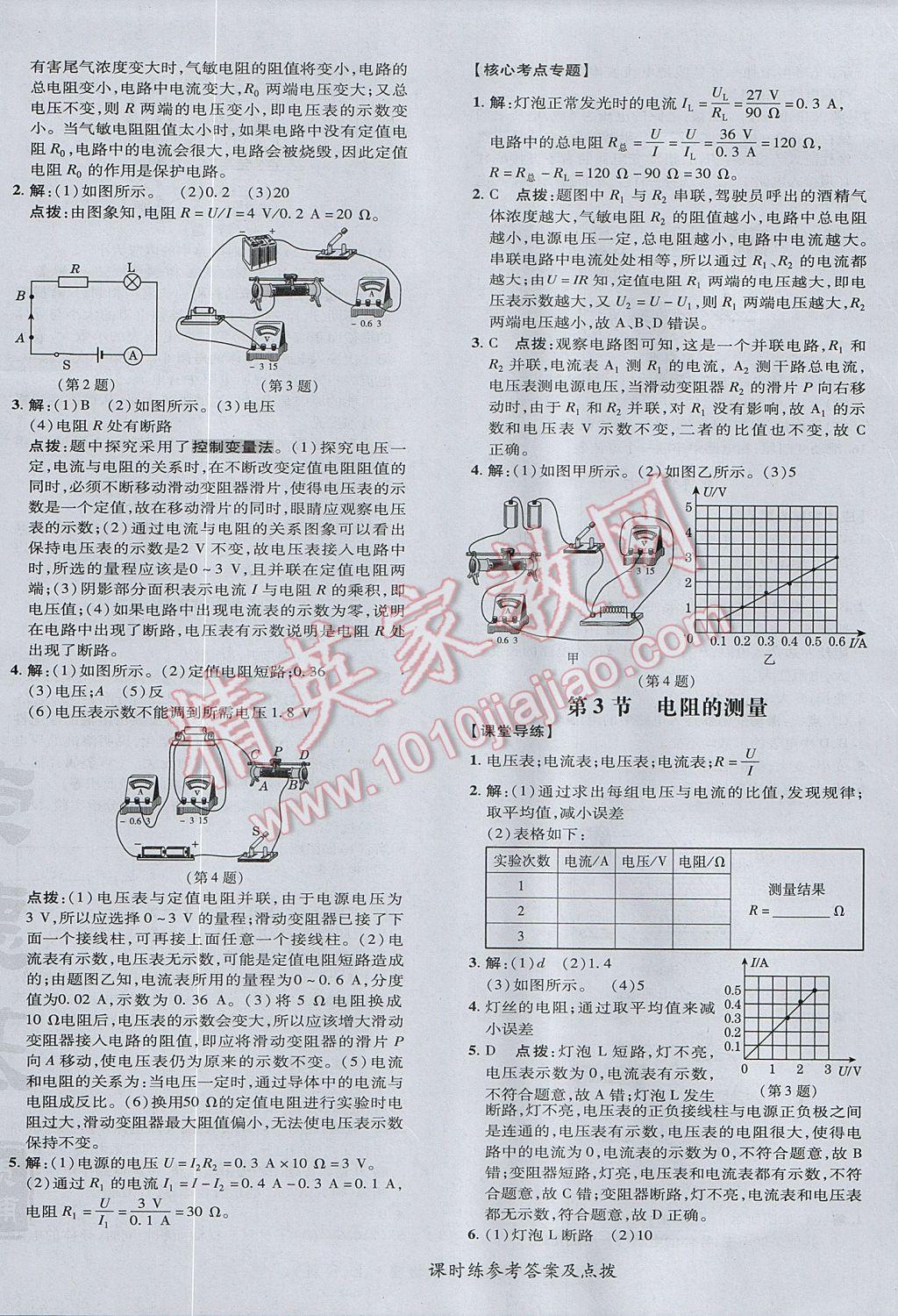 2017年點(diǎn)撥訓(xùn)練九年級(jí)物理上冊(cè)人教版 參考答案第24頁(yè)