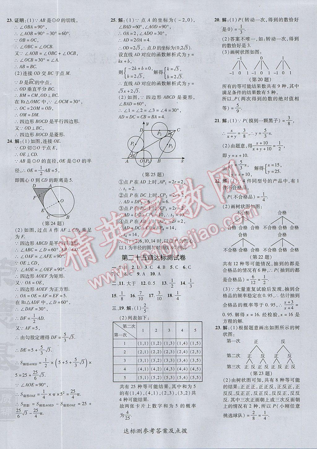 2017年點撥訓練九年級數學上冊人教版 參考答案第4頁