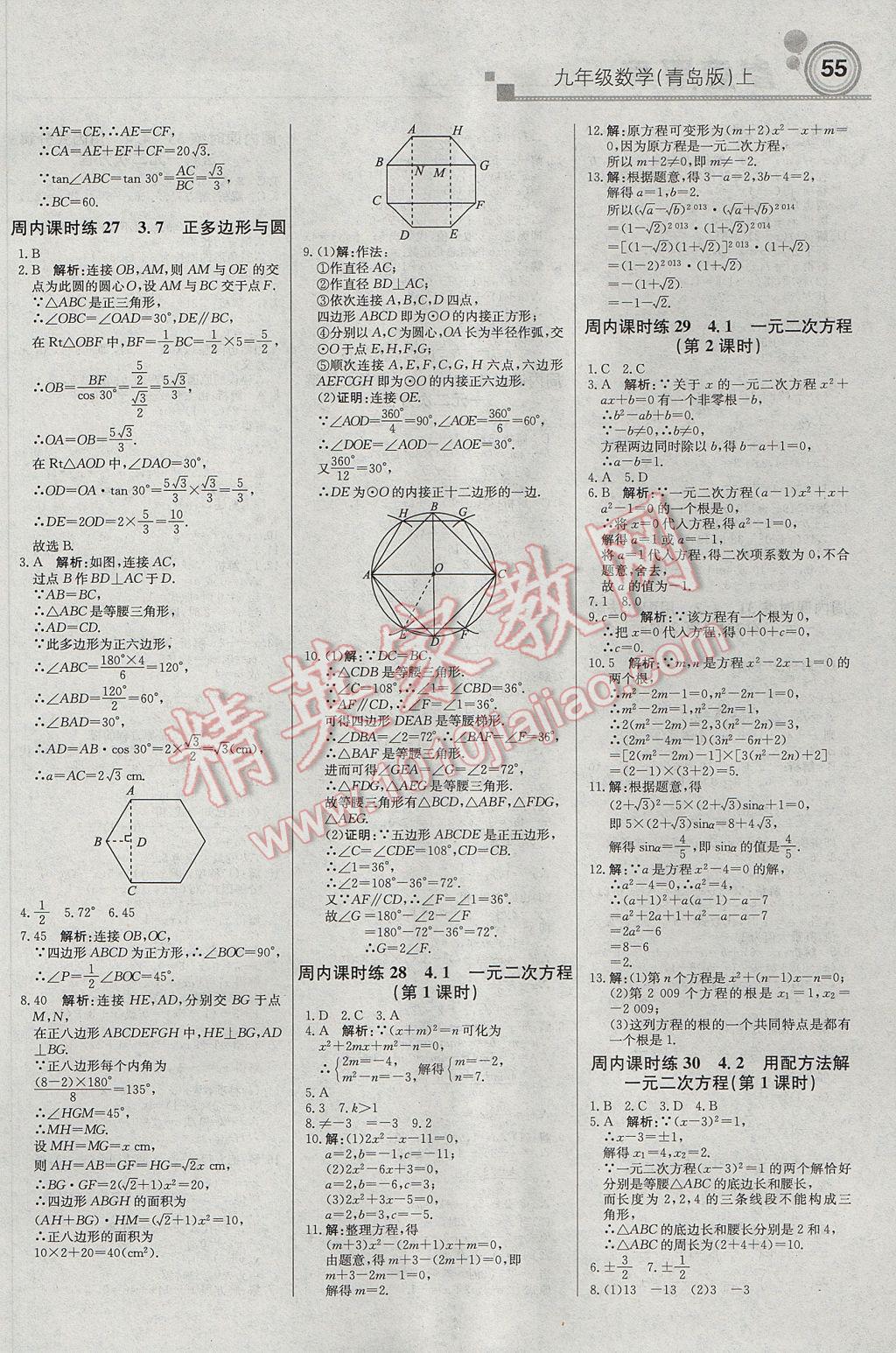 2017年輕巧奪冠周測(cè)月考直通中考九年級(jí)數(shù)學(xué)上冊(cè)青島版 參考答案第7頁