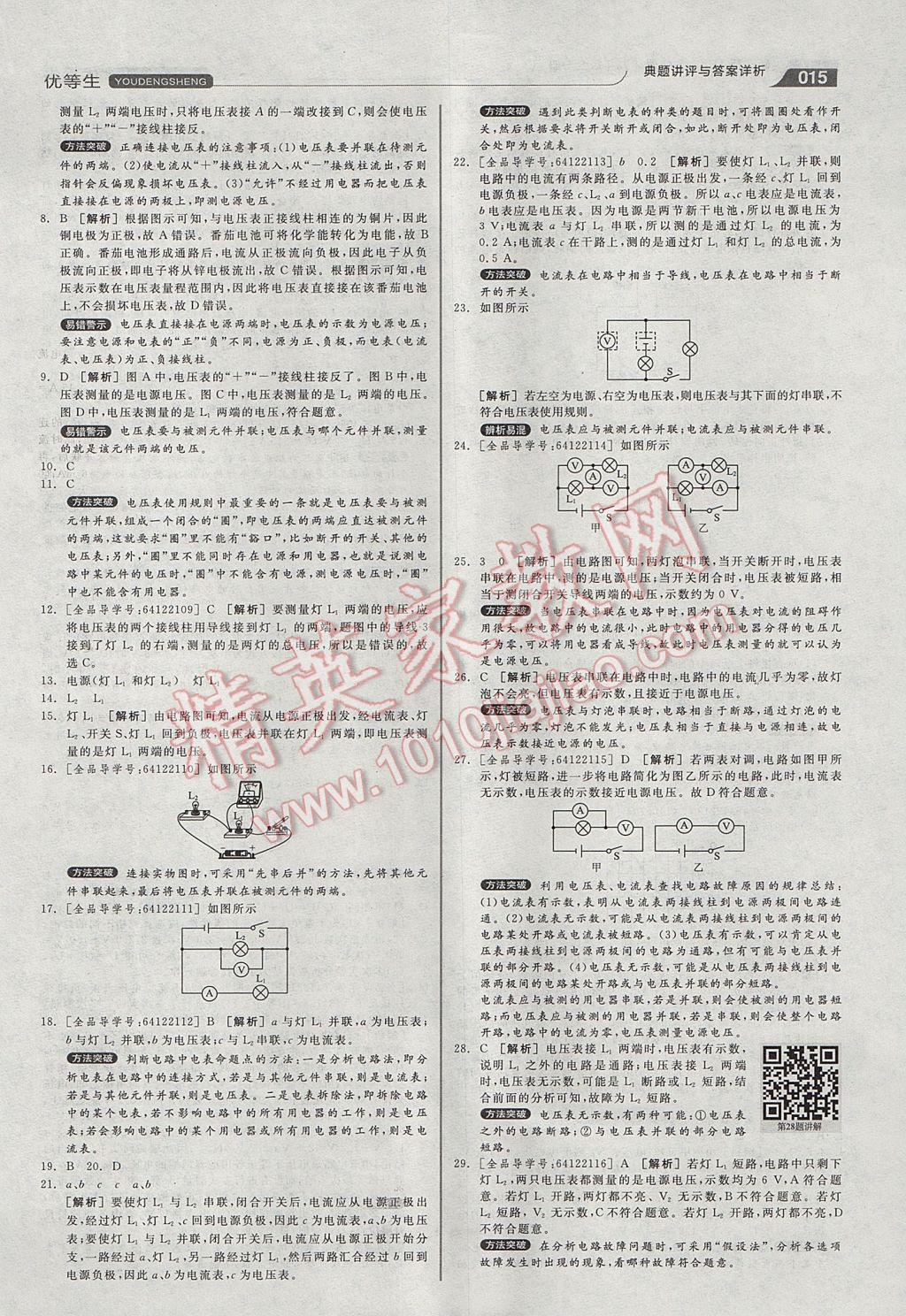 2017年全品優(yōu)等生同步作業(yè)加專題訓(xùn)練九年級(jí)物理全一冊(cè)滬科版 參考答案第15頁(yè)