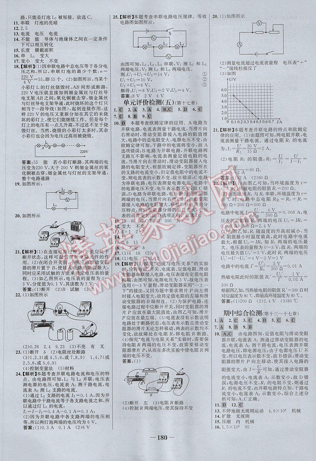 2017年世纪金榜百练百胜九年级物理全一册 参考答案第22页