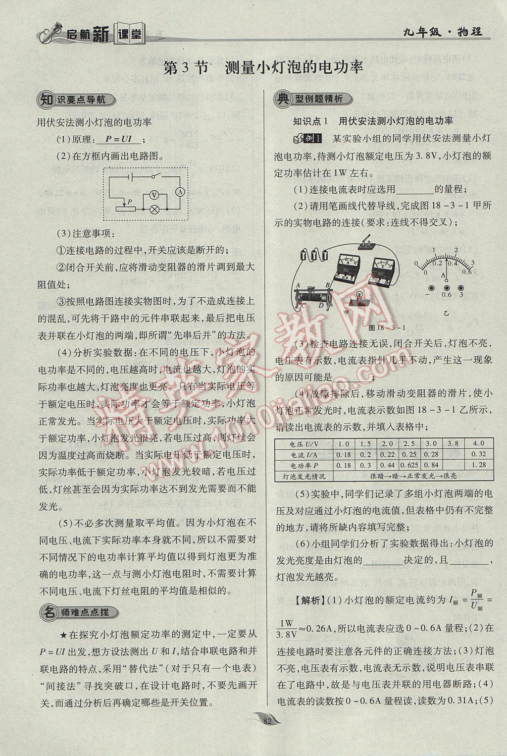 2017年啟航新課堂名校名師同步學(xué)案九年級(jí)物理全一冊(cè)人教版 第十八章 電功率第155頁(yè)