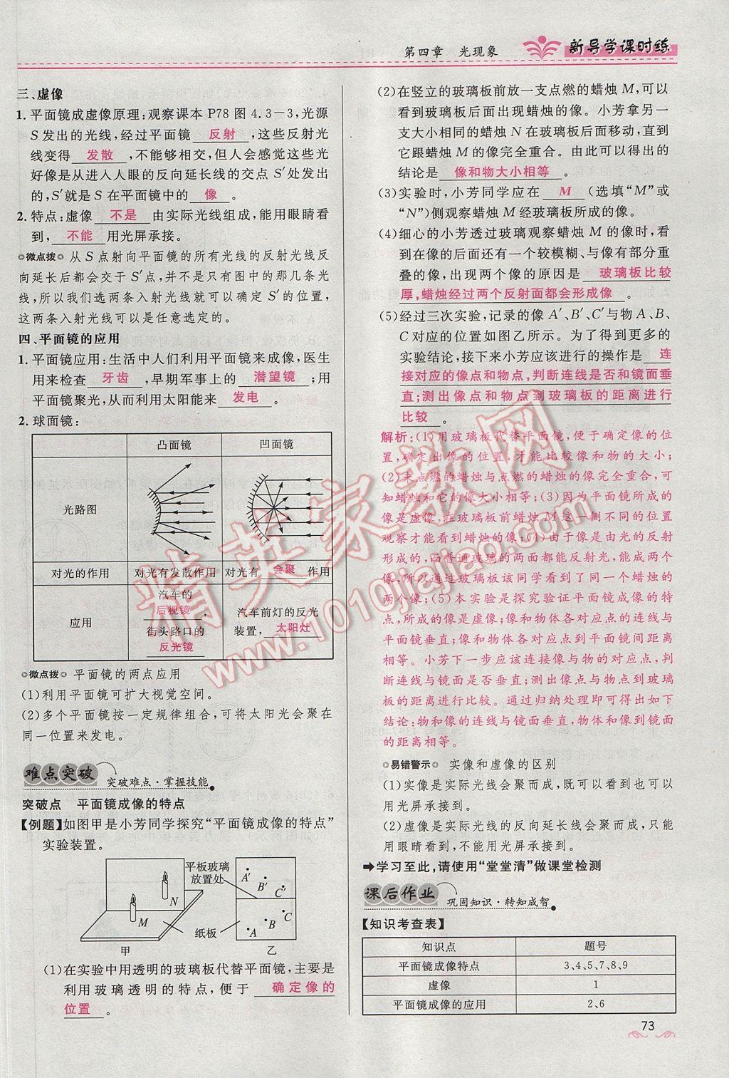 2017年夺冠百分百新导学课时练八年级物理上册人教版 第四章 光现象第155页