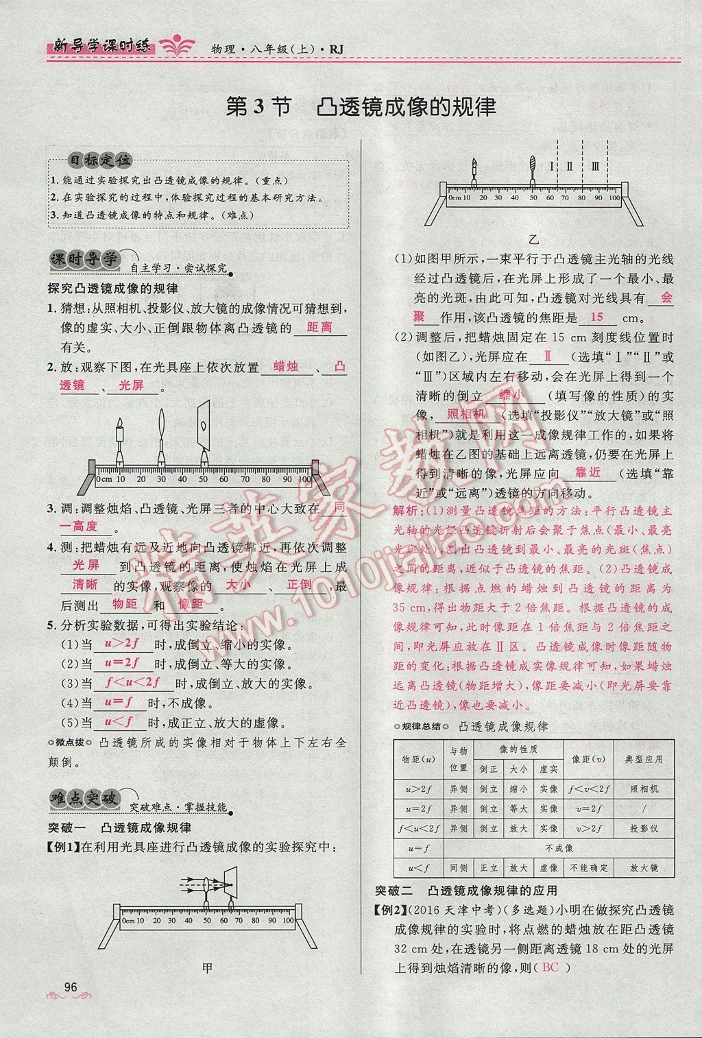 2017年夺冠百分百新导学课时练八年级物理上册人教版 第五章 透镜及其应用第102页