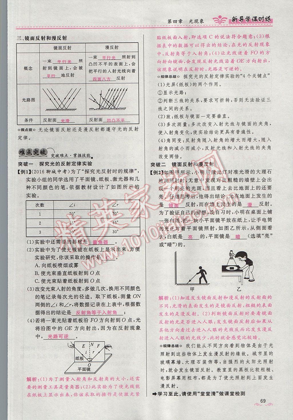 2017年夺冠百分百新导学课时练八年级物理上册人教版 第四章 光现象第151页