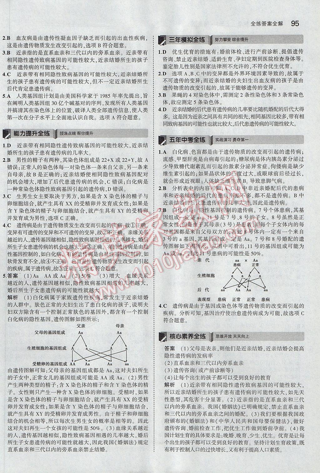 2017年5年中考3年模拟初中生物八年级上册济南版 参考答案第28页