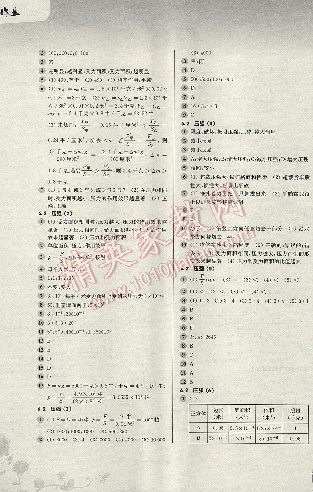 2017年第一作業(yè)九年級(jí)物理全一冊(cè) 參考答案第3頁(yè)