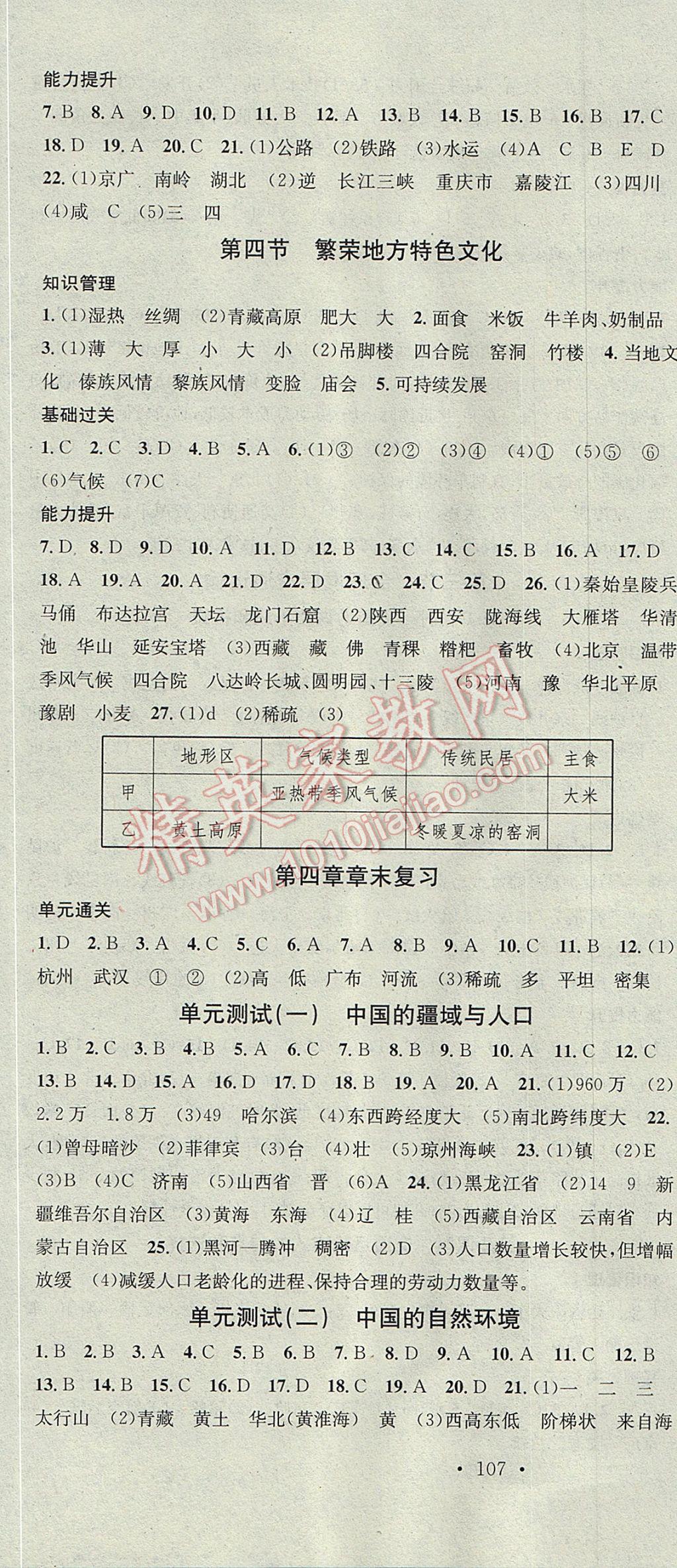 2017年名校課堂滾動學(xué)習(xí)法八年級地理上冊商務(wù)星球版黑龍江教育出版社 參考答案第10頁