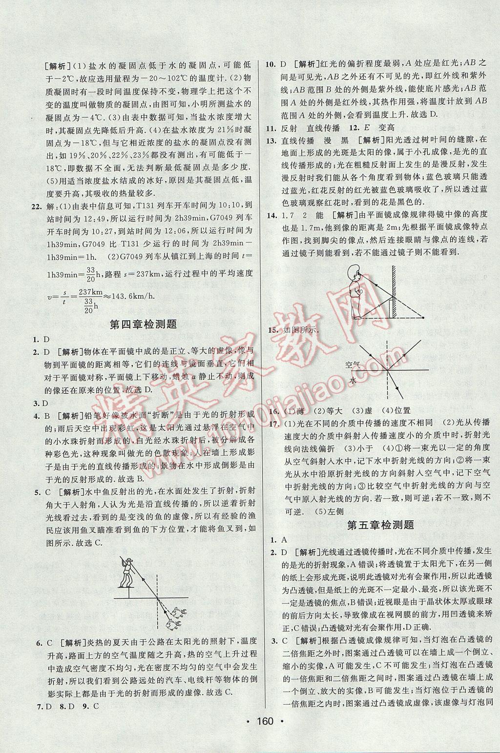 2017年同行学案学练测八年级物理上册人教版 参考答案第24页