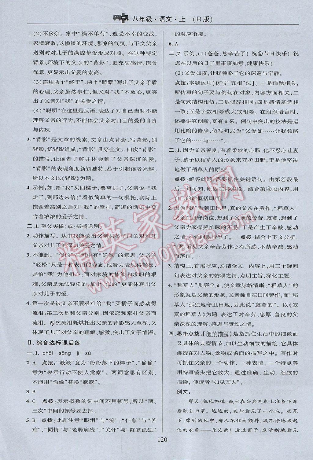 2017年綜合應(yīng)用創(chuàng)新題典中點(diǎn)八年級(jí)語(yǔ)文上冊(cè)人教版 參考答案第20頁(yè)