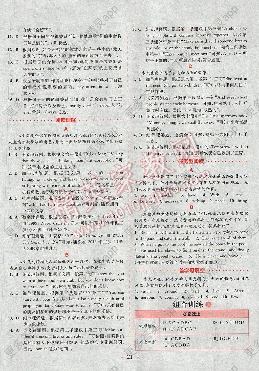 2017年通城学典初中英语阅读组合训练八年级