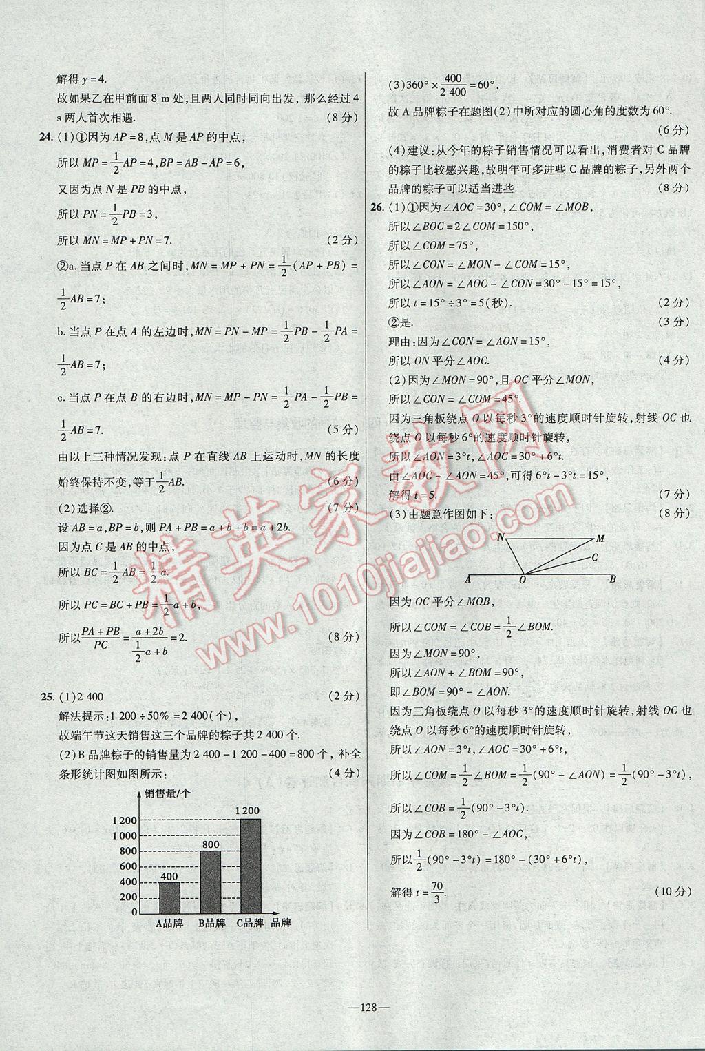 2017年金考卷活頁題選七年級數(shù)學(xué)上冊北師大版 參考答案第20頁