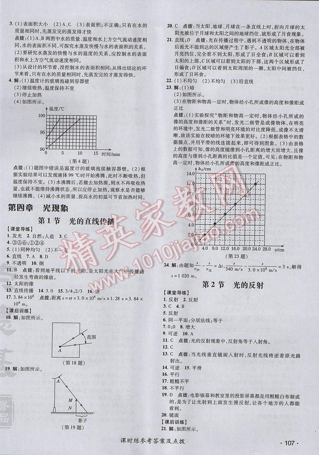 2017年點(diǎn)撥訓(xùn)練八年級物理上冊人教版 參考答案第14頁