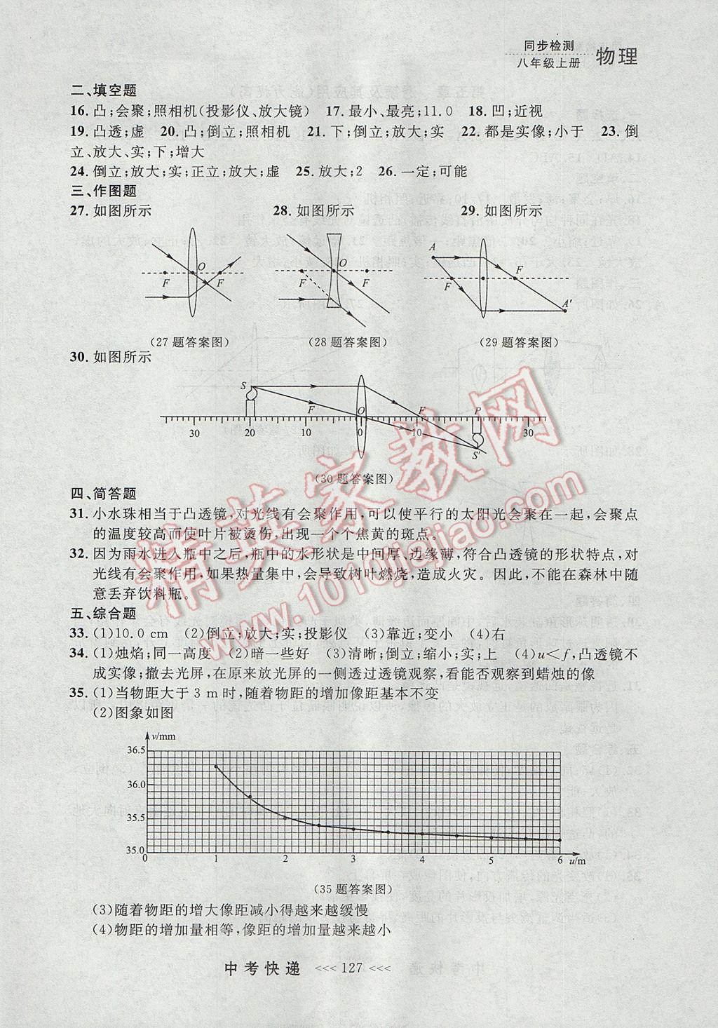 2017年中考快遞同步檢測(cè)八年級(jí)物理上冊(cè)人教版大連專用 參考答案第23頁