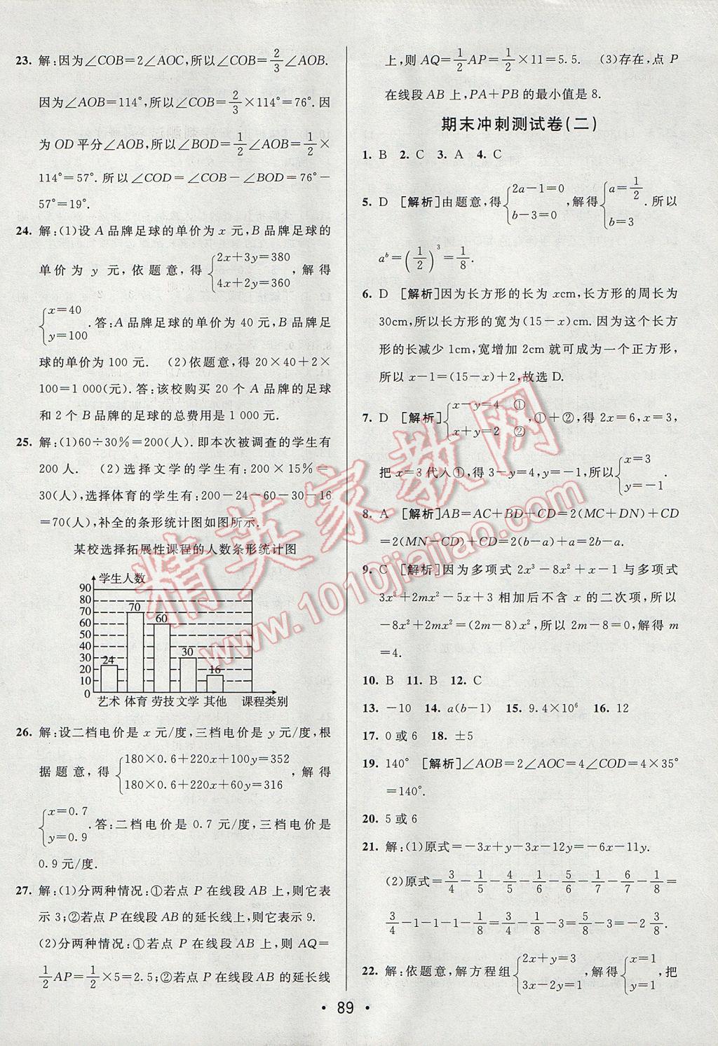 2017年期末考向標(biāo)海淀新編跟蹤突破測試卷七年級(jí)數(shù)學(xué)上冊(cè)滬科版 參考答案第13頁