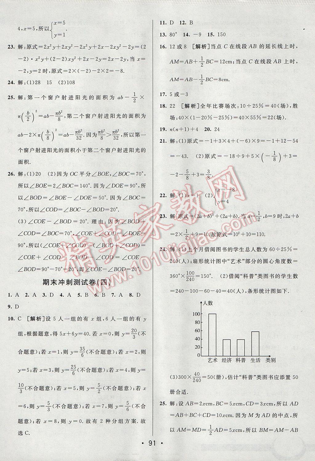 2017年期末考向標(biāo)海淀新編跟蹤突破測(cè)試卷七年級(jí)數(shù)學(xué)上冊(cè)滬科版 參考答案第15頁(yè)