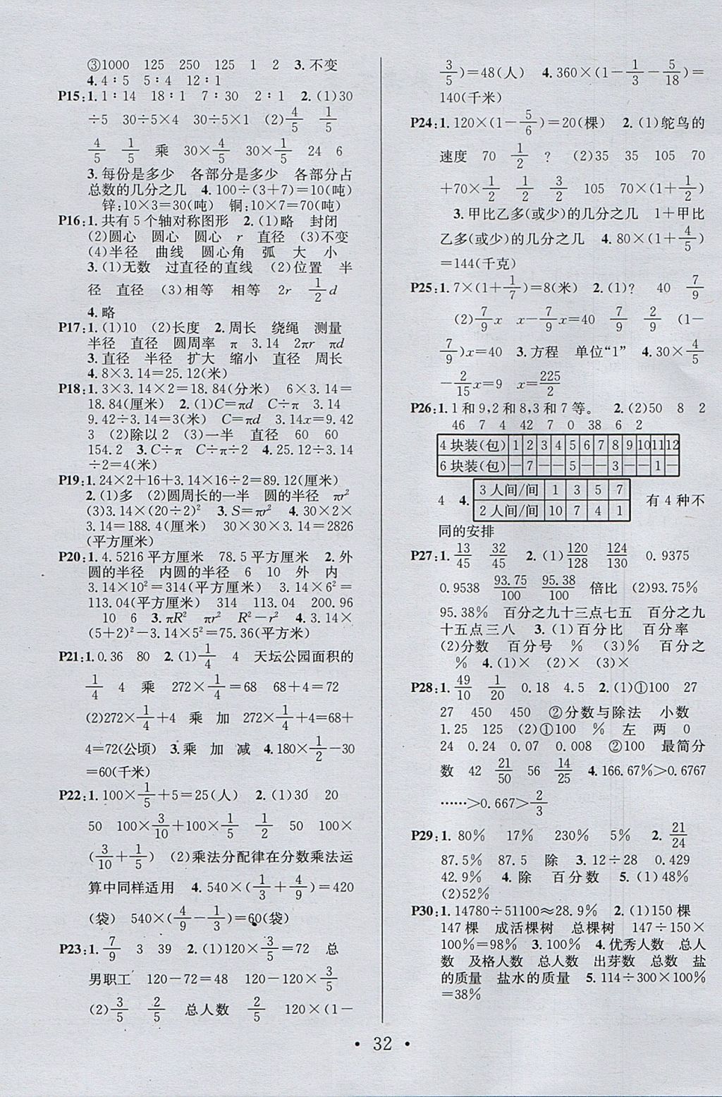 2017年名校課堂六年級數(shù)學(xué)上冊青島版 預(yù)習(xí)手冊答案第14頁