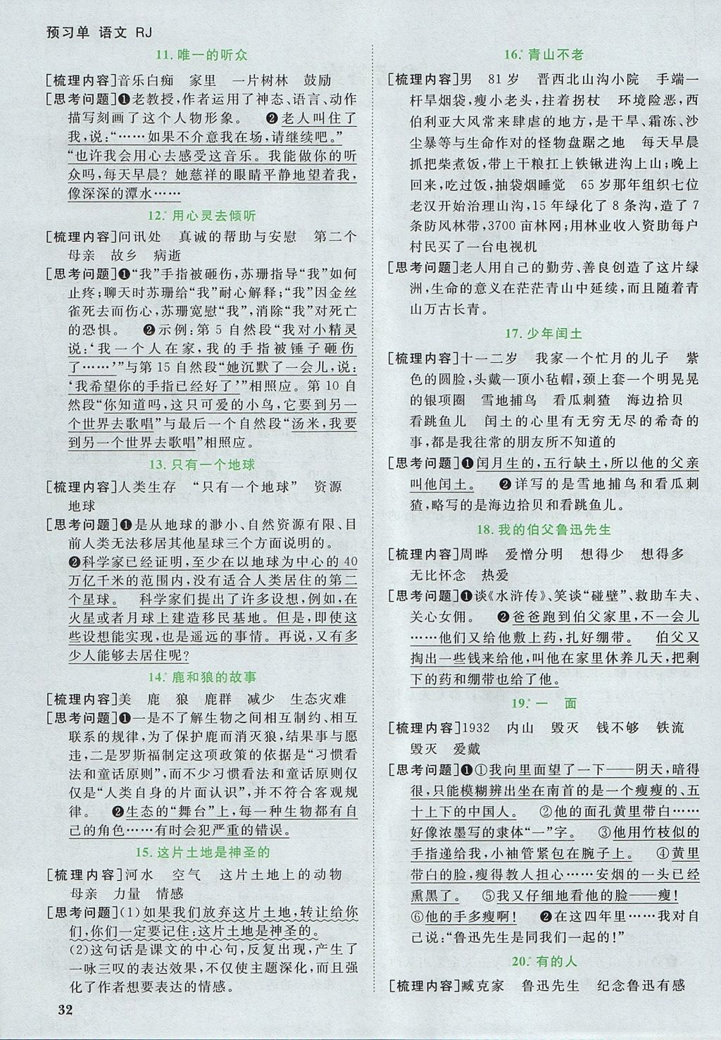 2017年陽光同學課時優(yōu)化作業(yè)六年級語文上冊人教版 預習單答案第10頁