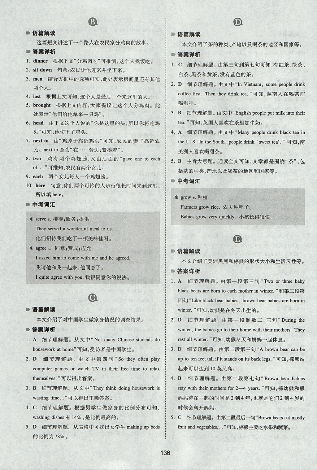 2017年一本英語完形填空與閱讀理解150篇七年級 參考答案第28頁