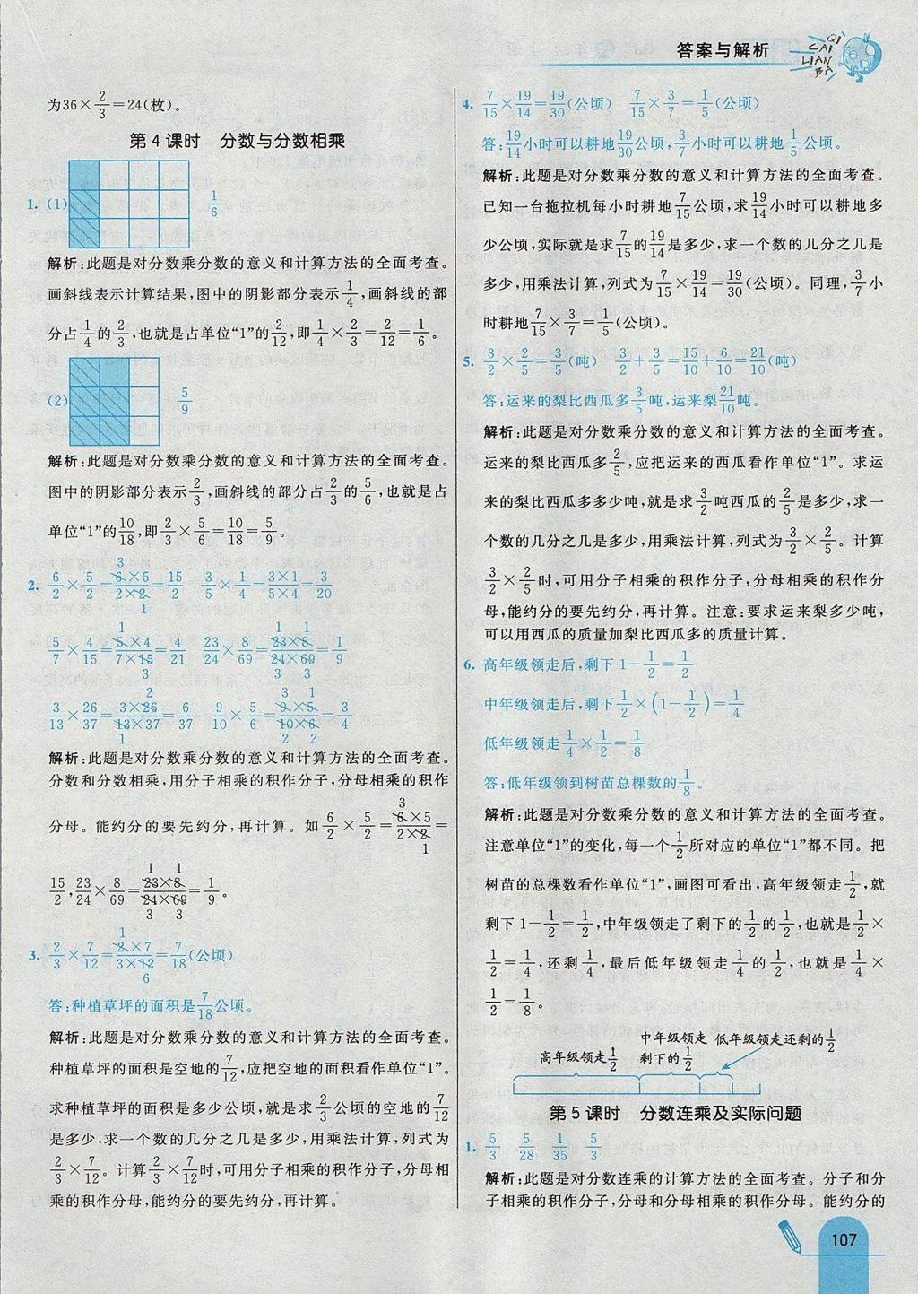 2017年七彩练霸六年级数学上册苏教版 参考答案第15页